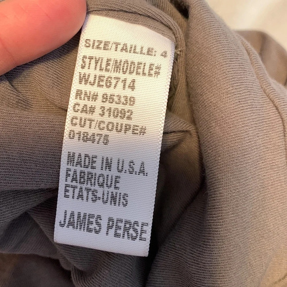 Standard James Perse long sleeve color block  ruched gray dress sz 4 /XL cotton - Picture 11 of 11